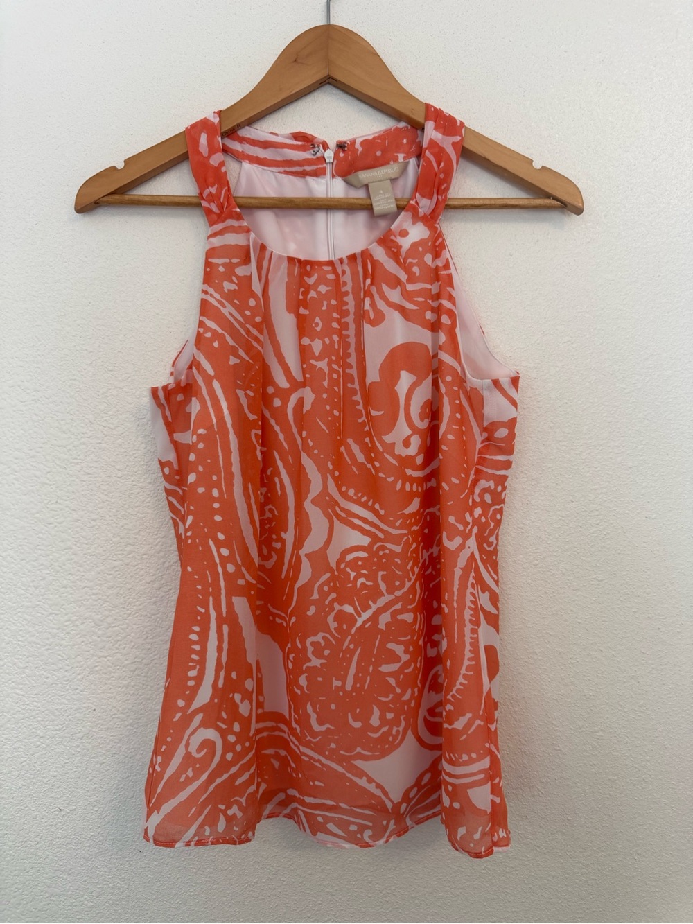 Banana Republic Coral Paisley Halter Top White Sz 4